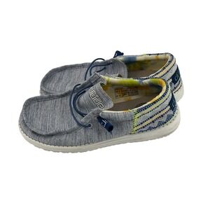 Hey Dude Wally Funk Woven Waves Men's Casual Loafers Size US 7 EU 40 Blue